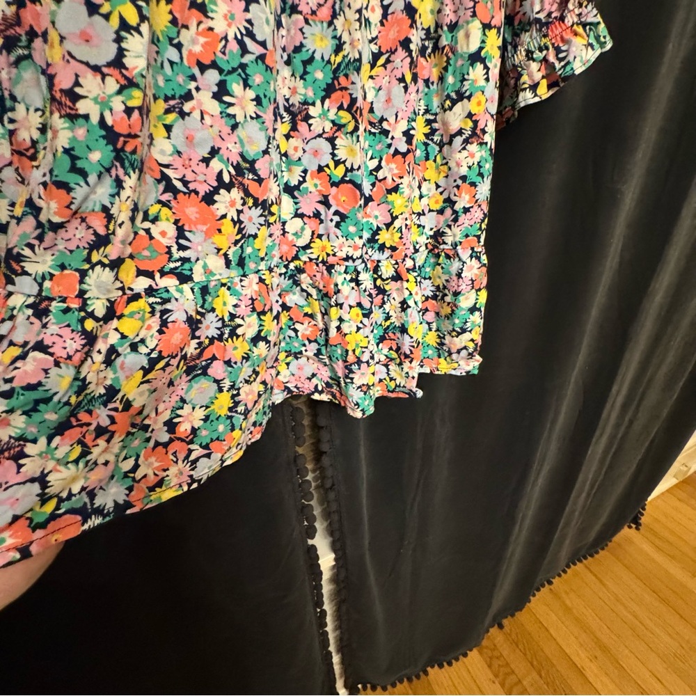 Gap Women’s Size L Relaxed Smocked Splitneck‎ Mini Dress Spring Floral - Picture 7 of 11
